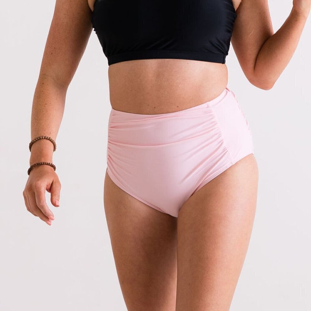 High Waist Ruched Bikini Bottom Soft Pink - Picture 6 of 10